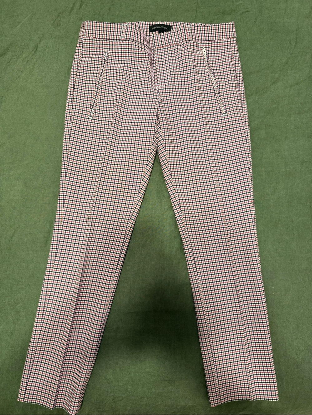 Banana Republic Pink & Black Checked Sloan Pant
